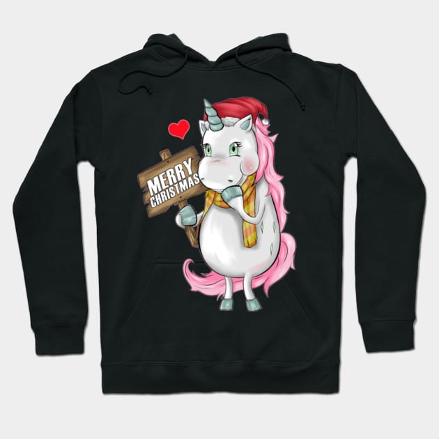 Unicorn Merry Christmas Cap Unicorn Clothing Gift Hoodie by Nulian Sanchez